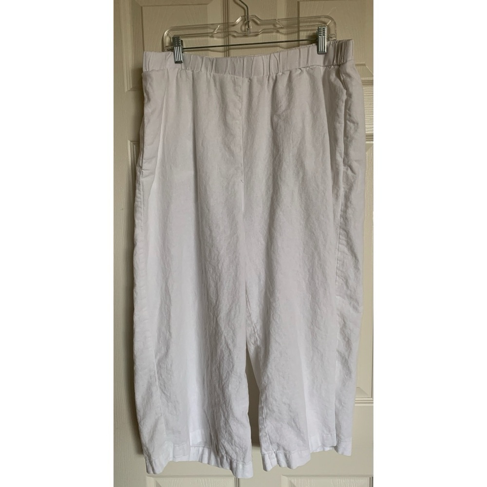 Cynthia Rowley White Linen Blend Wide Leg Pants Women’s Size 1X